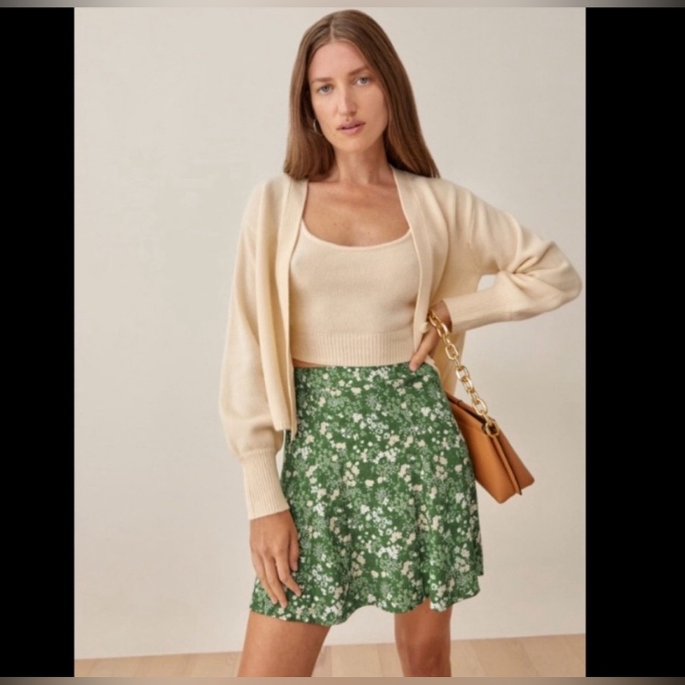 Reformation Flounce Skirt - Green Autumnal Size 8